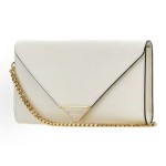 PRADA Saffiano metal triangular logo single-shoulder crossbody wallet for women in white